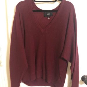 Line Vneck Marroon Sweater LARGE